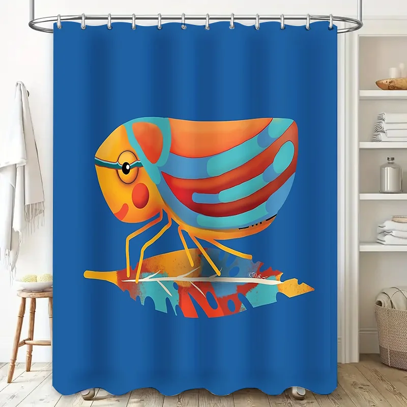 Colorful Insect Shower Curtain Modern Abstract Nature Decor Bathroom Fabric Waterproof Home Decor