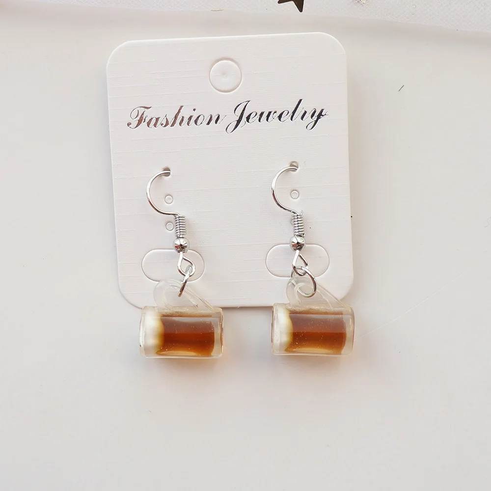 Ovxxons 1 Pair Simple Simulation Bottle Fashion Earrings Beer Mug Ear Hook Earrings Jewelry