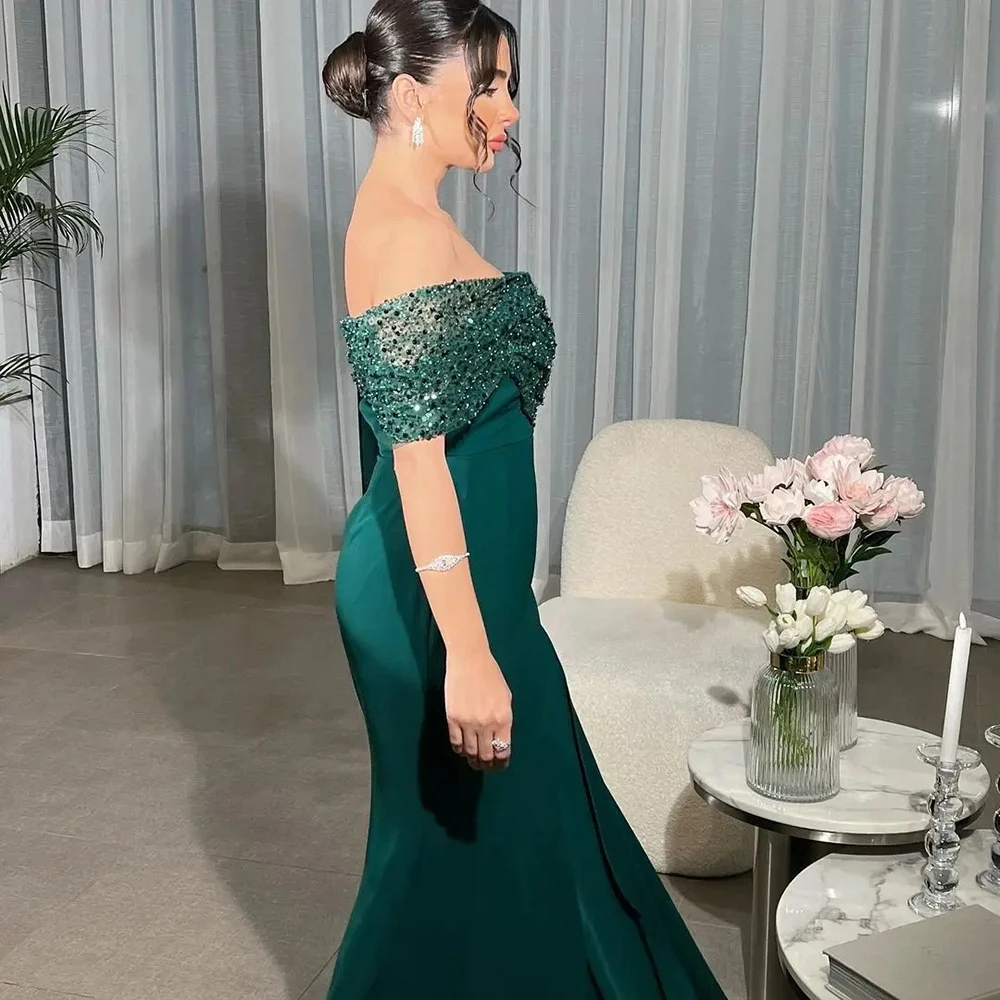 

Yipeisha Retro Elegant Trumpet Formal Dresses Sequins Beading Prom Dress Sleeveless Sweep Train Formal Prom Gowns