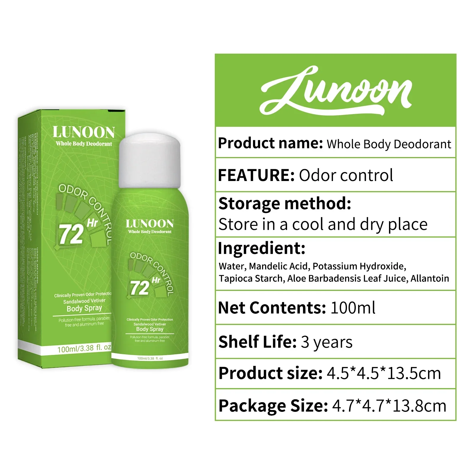 Spray dezodorujący długotrwały, neutralizujący nieprzyjemny zapach ciała, zapewniający codzienną świeżość pod pachami przez cały dzień.