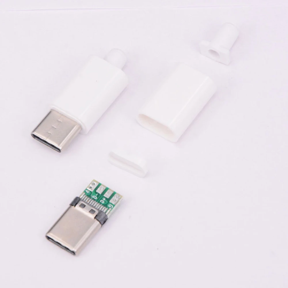 PCBボードタイプCオスプラグ,黒と白のハウジングを備えた溶接ライン,USB 3.1, 5v,4針,電気機器部品