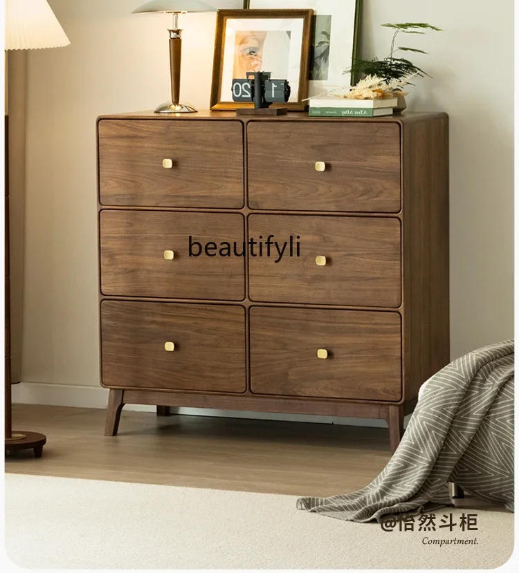 

North American black walnut six-chest cabinet living room porch chest bedroom storage cabinet