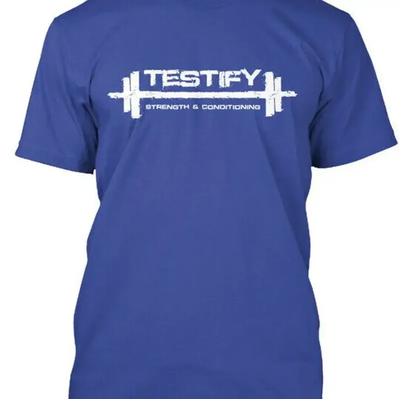 Testify Barbell White Strength Conditioning T Shirt Made in USA S 5XL