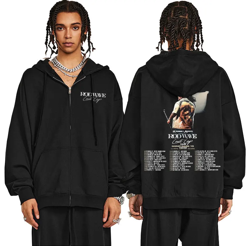 

Rapper Rod Wave Last Lap Tour Zipper Hoodie Men Women Clothing Hip Hop Oversized Zip Up Jacket Men's Fashion Zip Up Sweatshirt