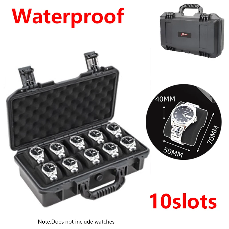 6/8/10/15 Slots ABS Waterproof Watch Storage Box Portable Watch Box Plastic Suitcase Case Display Storage Case Tool Box