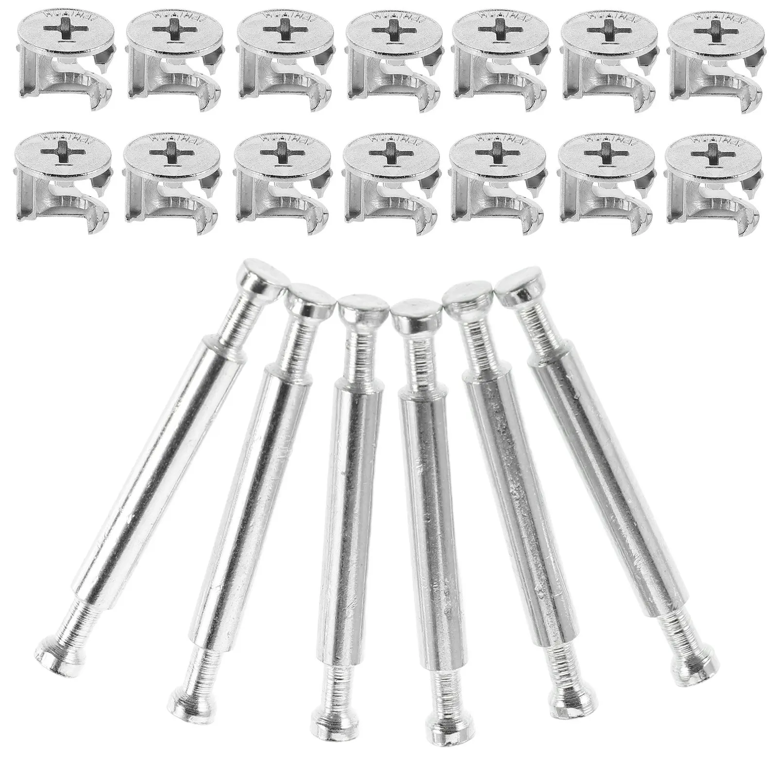 10Sets Heavy Duty Iron 3-in-1 Cam Lock Connector Dual Head Rod Fitting Adjustable Angle Furniture Assembly Cabinet Wardrobe