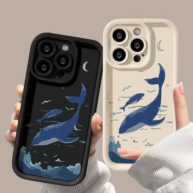 

Protective Cover For iPhone 16 Pro Max Case iPhone 17 Pro Max 17 Air 15 14 13 12 11 8 7 Plus XS SE Whale Pattern TPU Phone Case