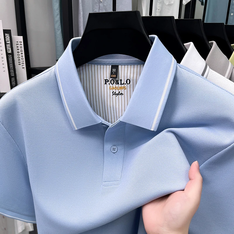 100% cotton high-quality short sleeve polo shirt new classic simple solid color summer men's business casual breathable T-shirt