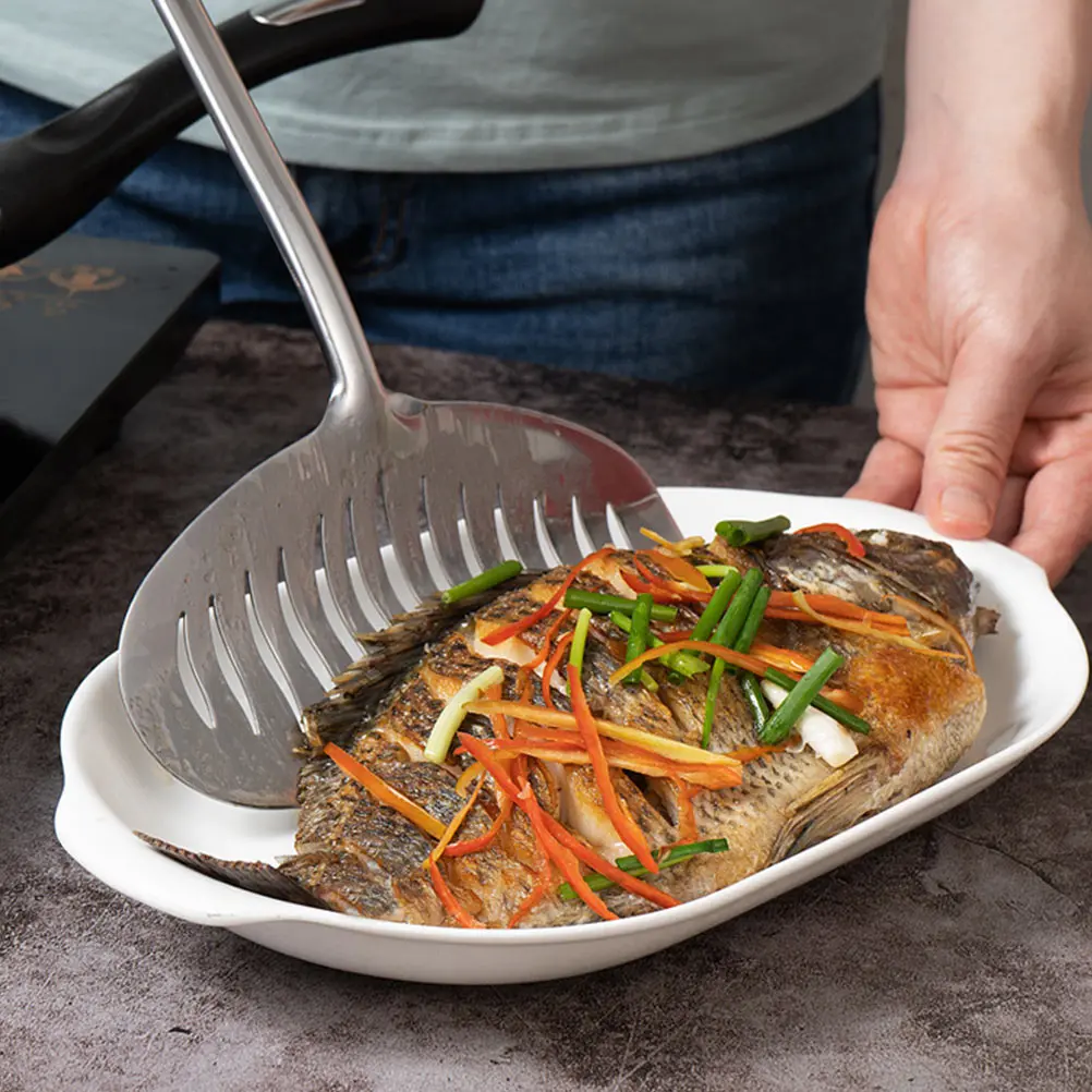 

1pc Stainless Steel Cooking Shovel Wide Fish Steak Spade Kitchen Utensil Household Restaurant Tool Practical Spatula