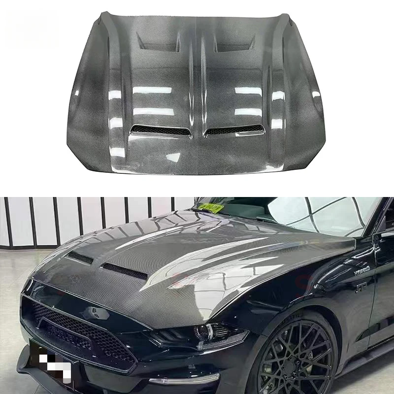 

Подходящие аксессуары для модификации двигателя Mustang Snake из углеродного волокна, объемный капот автомобиля