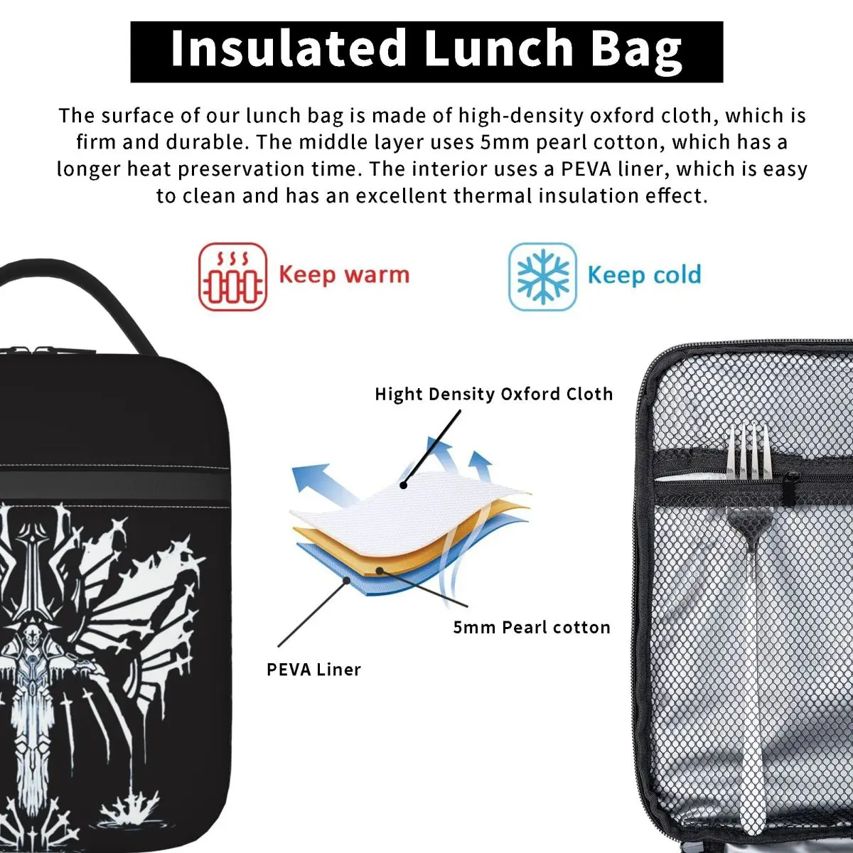 Ultrakill Game Insulated Lunch Bag for Women Kids Portable Food Boxes Thermal Lunch Box Tote