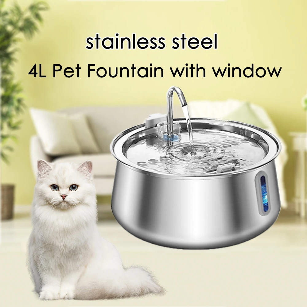 

Automatic Ultra Quiet Dog Water Dispenser,Cat Water Fountain,Faucet Shape,304 Stainless Steel,Smart Dog Fountain Pet Bowl 4L