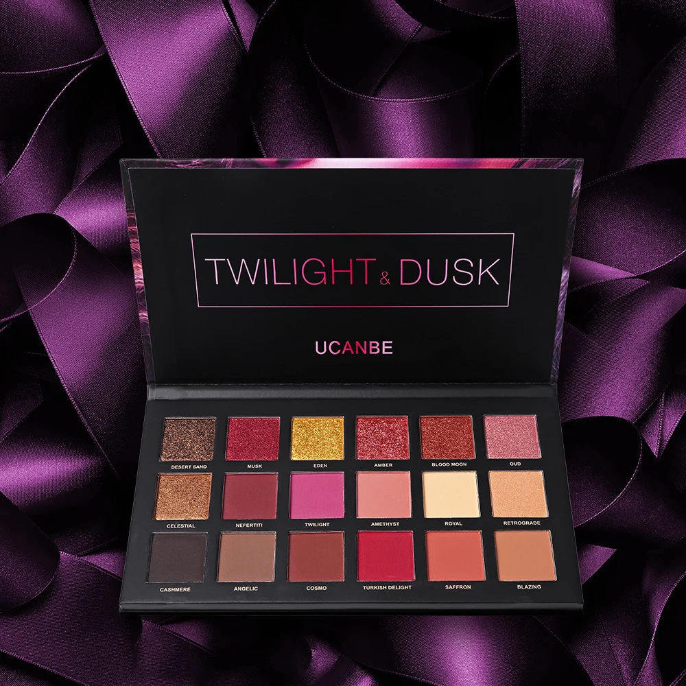 UCANBE Twilight & Dusk 18 Colors Eyeshadow Makeup Palette, High Pigmented 10 Matte + 7 Shimmer + 1 Metallic Glitter