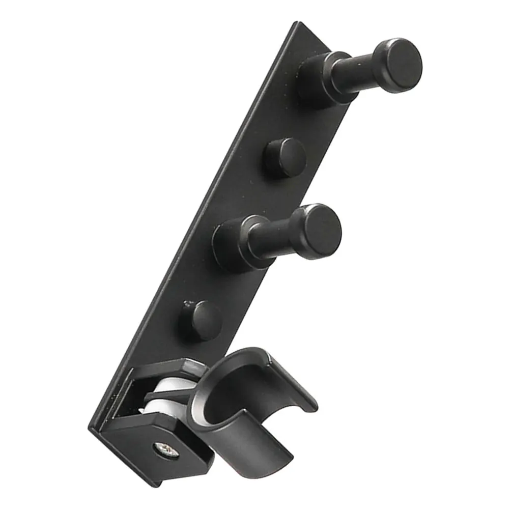 

Wall Mount Shower Bracket Black Bathroom Hanger Durable Aluminum Anti Rust Storage Rack Hanging Shelf Home Use
