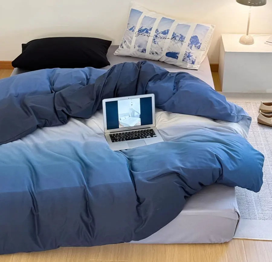 

Fashion gradient blue scenery bedding set boy,twin full queen king modern cotton home textile bed sheet pillow case quilt cover