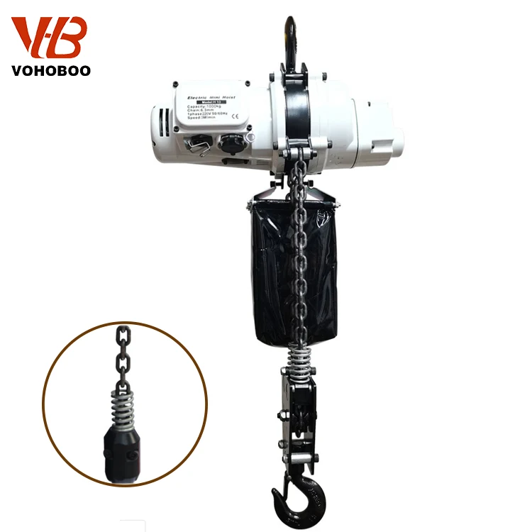 1 Ton 2ton CE Approved Single Phase 220V Cheap Electric Chain Hoist With Trolley