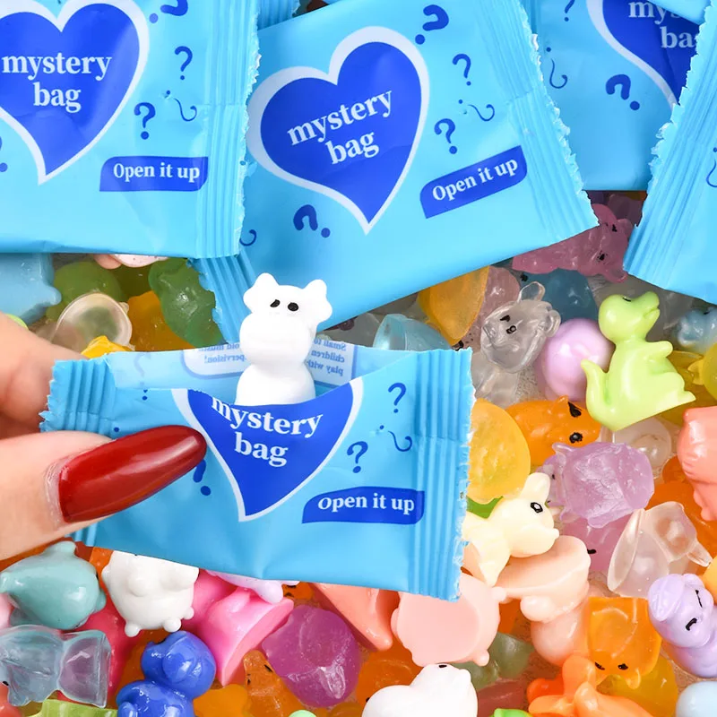 50 قطعة أكياس مفاجأة أعمى توهج في الظلام صغيرة الراتنج الحيوانات أكياس أعمى الجنية حديقة ديكور المشهد الصغير هدايا عيد الميلاد