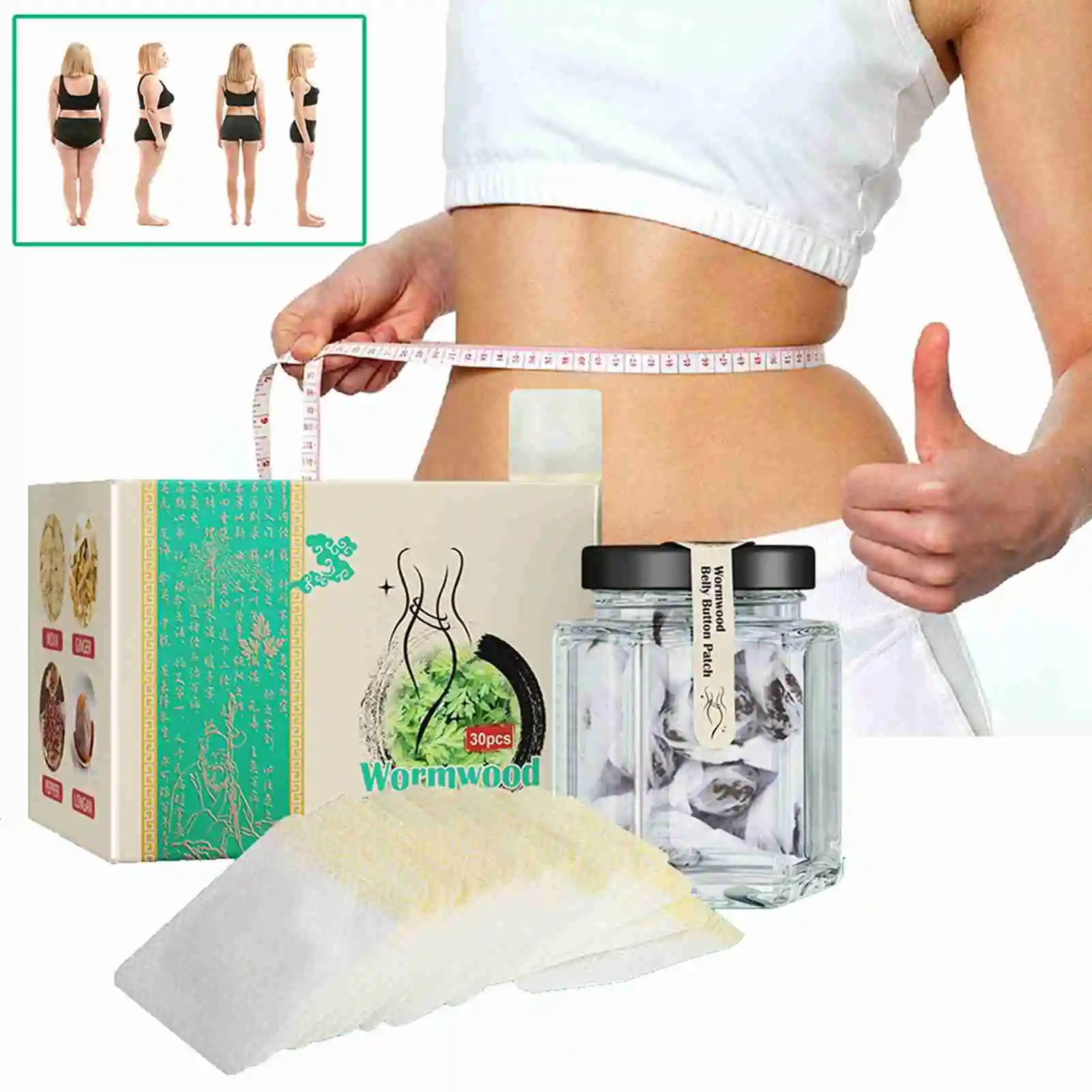 30PCS Wormwood Slimming Navel Sticker Safe Slimming Weight Loss Detox Slimming Belly Pellet Fat Resistance for Men Women Home