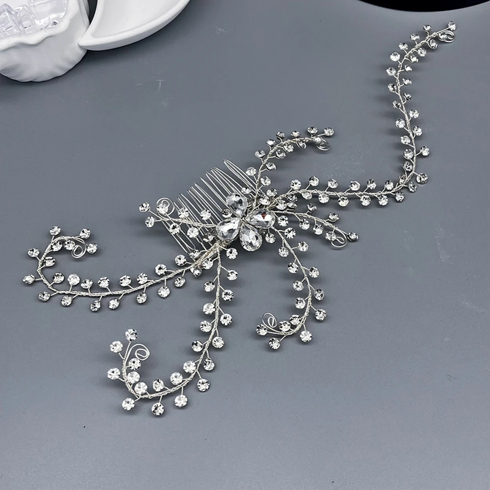 DZ250 Peineta de cristal para novia, peineta para boda, flor de diamantes de imitación, piezas para el cabello de novia, accesorios para el cabello de boda con perlas para mujeres y niñas