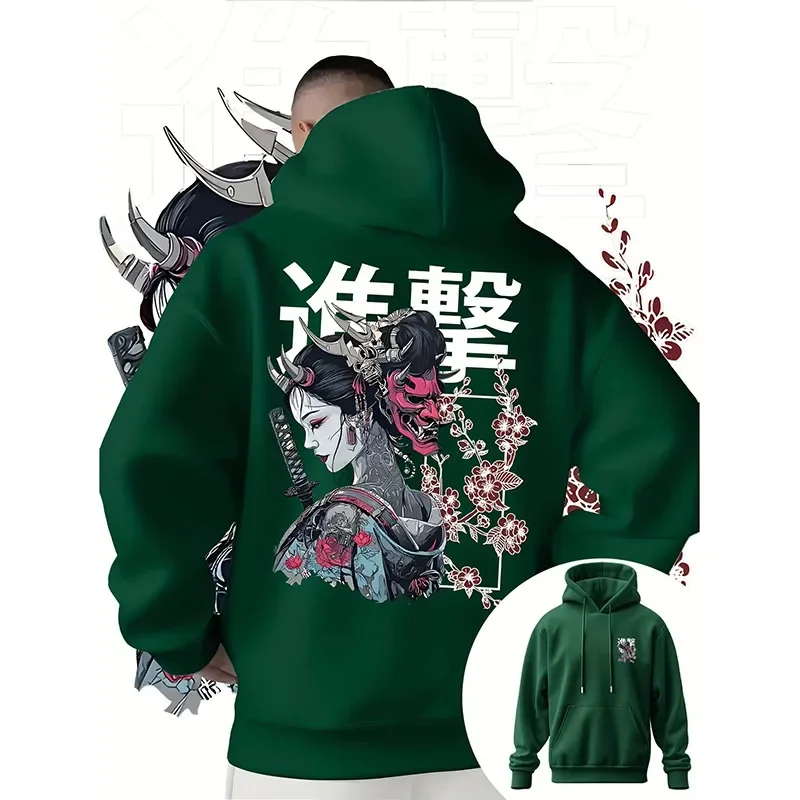 Japan Samurai Anime Harajuku Y2K Men Women Pullover Hoodie Street Casual Sport Loose Daily Autumn Winter Sweatshirt Top Clothes