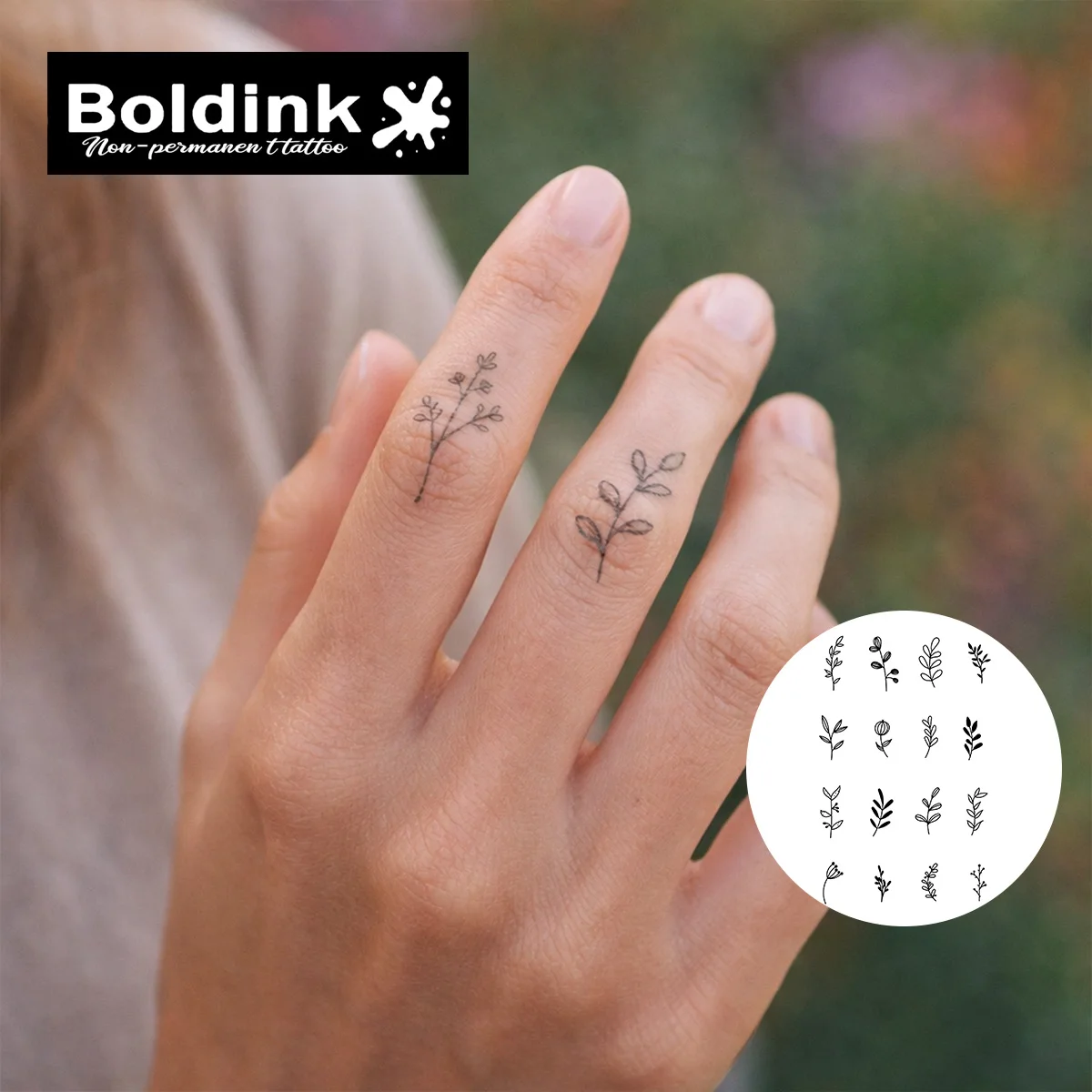 BOLDINK Plant Leaf Branch Moisturizing Tattoo Sticker Unisex Fashion Design Easy Apply Waterproof Lasts 1-2 Week