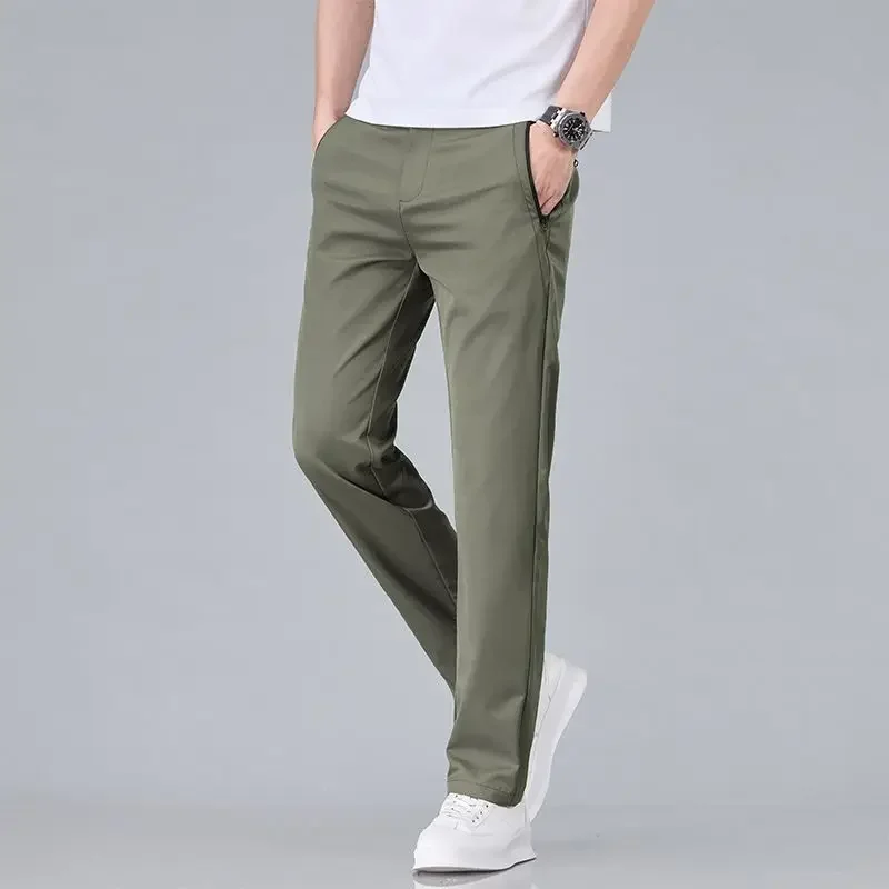 

Pop Ice Silk Cool Mens Pants New Summer Thin Casual Outdoor Quick-drying Sweatpants Male Straight Baggy Casual Men Trousers
