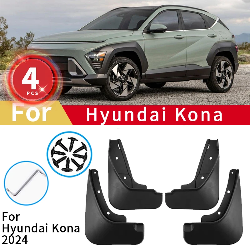 

4Pcs MudFlaps For Hyundai KONA 2024 Hybrid Mudguards Mud Flaps Splash Guards Front Rear Wheels Fender Car Accessories