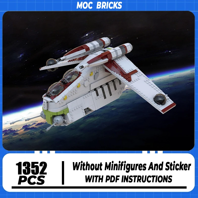 

Popular Star Movie Moc Building Block Republic Gunship Model Technology Brick DIY Assembly Modular Construction Toy Holiday Gift