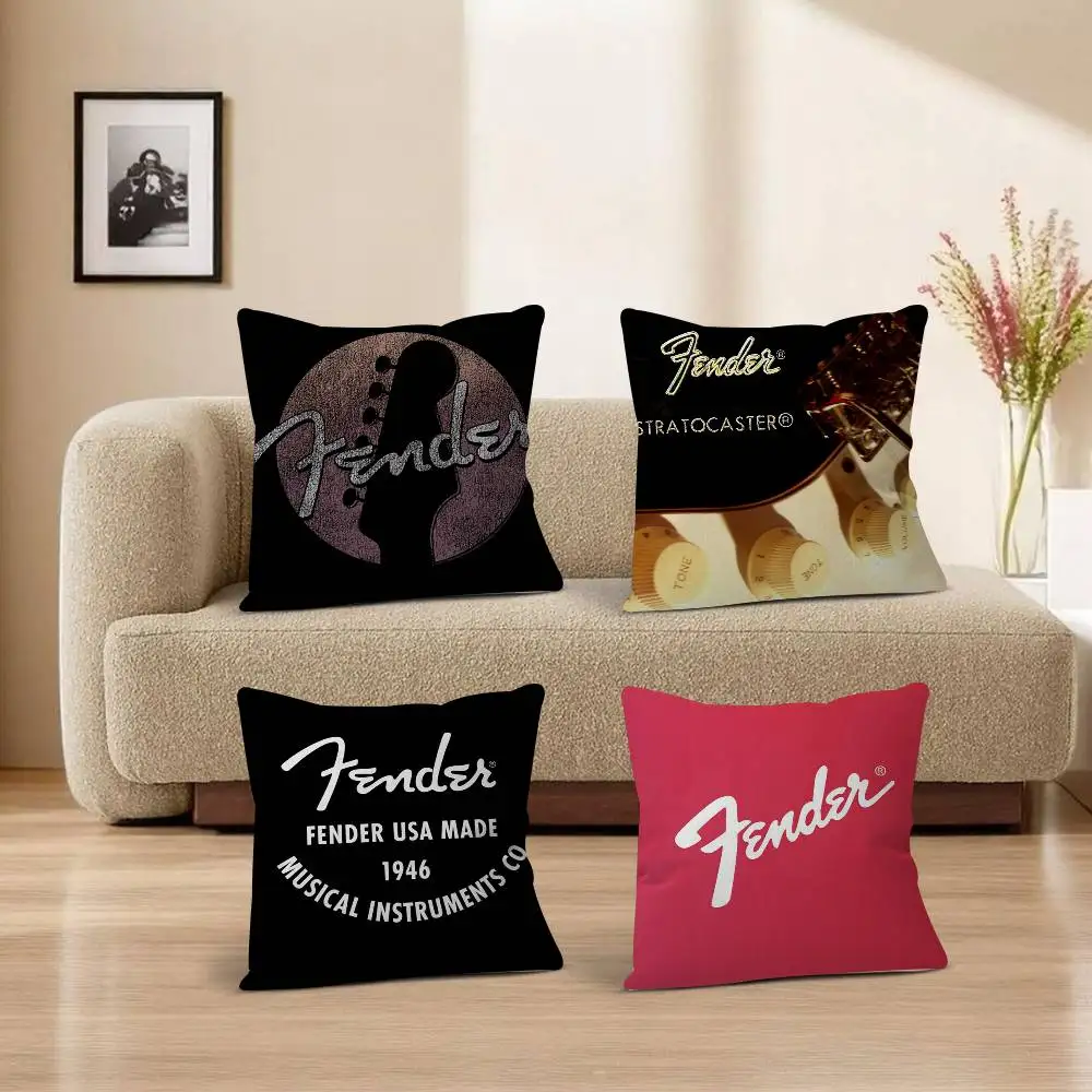 Fender Retro Guitar Rock Music PillowCover Soft Decor Throw Pillow Case 45x45cm Couch Home Decor for Living Room Sofa Party Gift