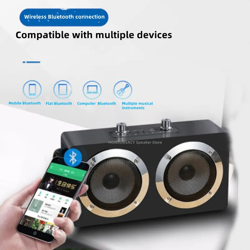 Haut-parleur Bluetooth portable haute puissance, caisson de basses sans fil, KTV familial, basses stéréo, système de cinéma maison, radio FM, TF, 60W