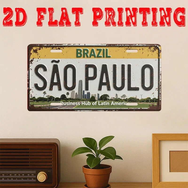 Brazilian City Theme Aluminum Plaque, São Paulo 