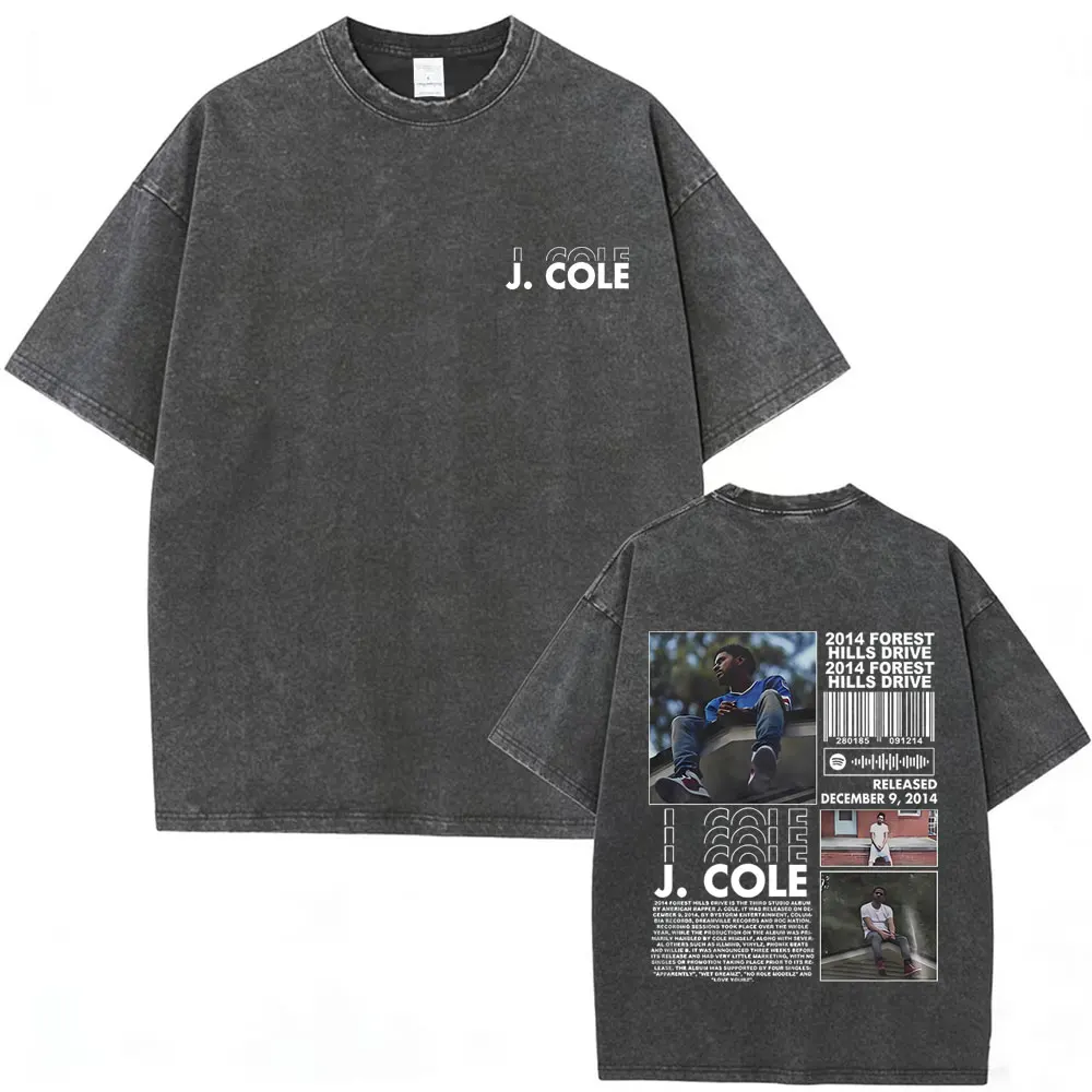 

Washed Vintage J Cole 2014 Forest Hills Drive Graphic T Shirt Men Hip Hop Fashion T-shirts Unisex Casual Oversized Streetwear