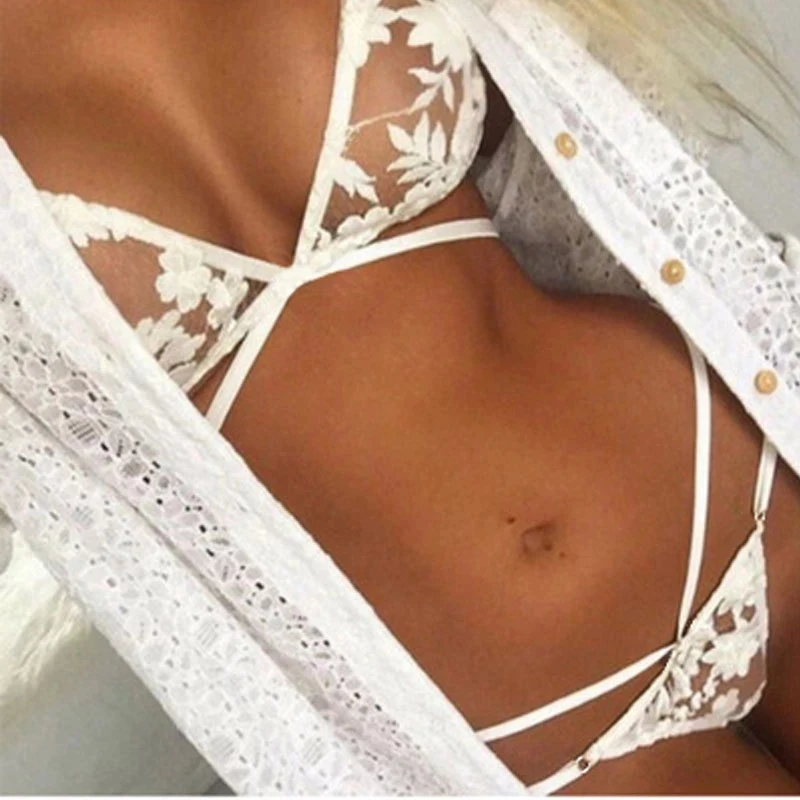 

Sexy See Through Lingerie Set Erotic Lace Hollow Underwear Porno Temptation Bikini Bra Nightwear Flirt Clothes for Women