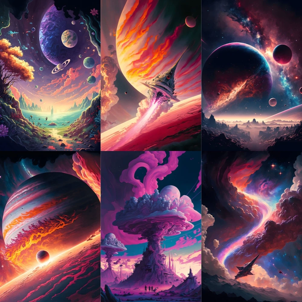 Мультяшная алмазная живопись, розовая замечательная планета, дым, фантазия, полностью Хрустальная вышивка крестиком, украшение для комнаты для девочек ручной работы 5D, сделай сам