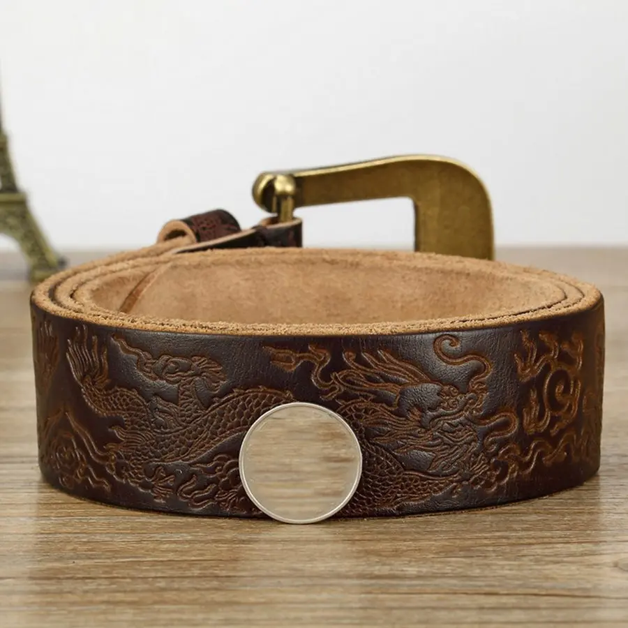 جديد أحزمة جلدية حقيقية للرجال دبوس مشبك يتوهم خمر الجينز دبوس مشبك الأحزمة حزام الذكور #3