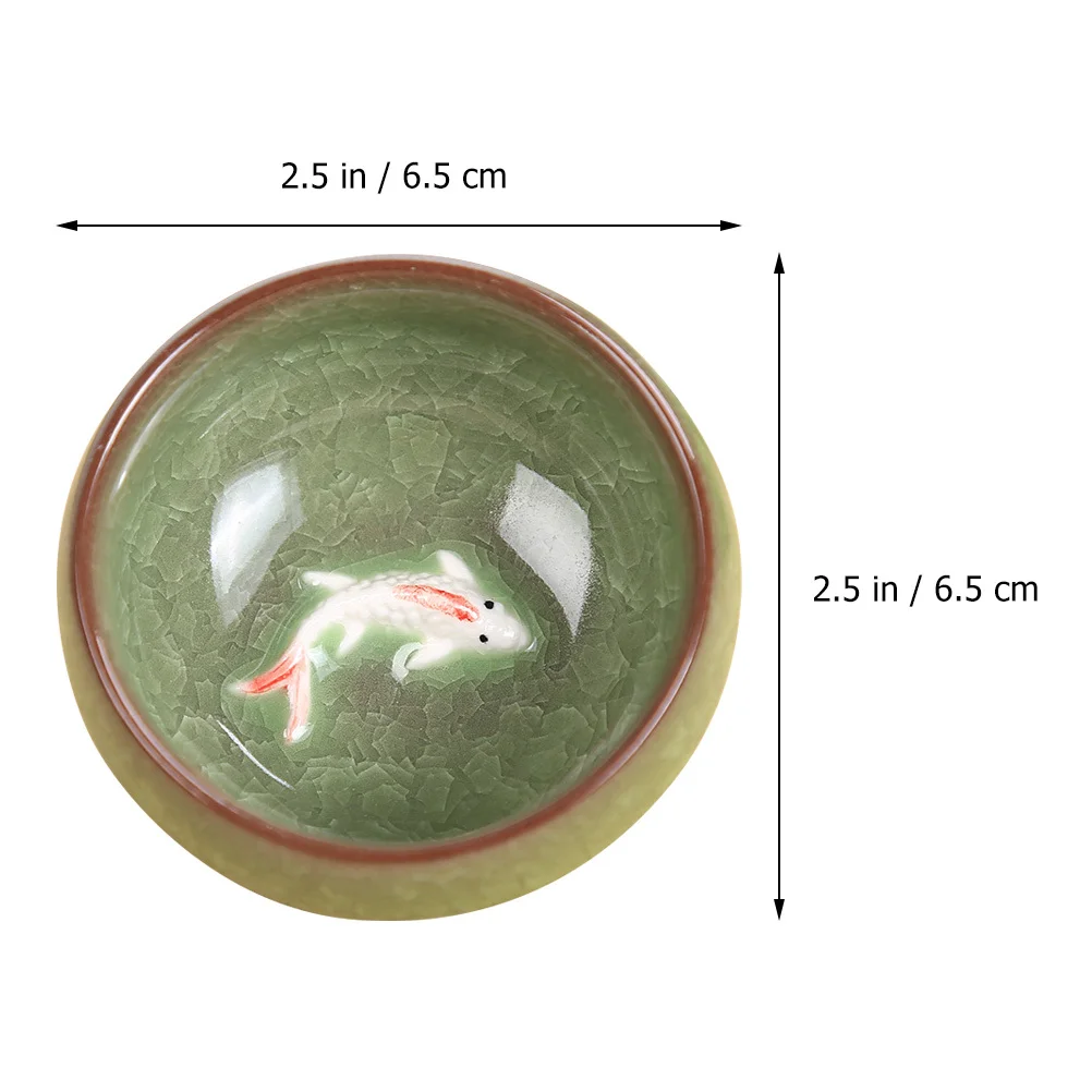 

6Pcs Ice Crack Fish Cup Set Ceramic Premium Teaware Unique Design for Home Office Party Use Heat Insulated Safe Drinking Mugs