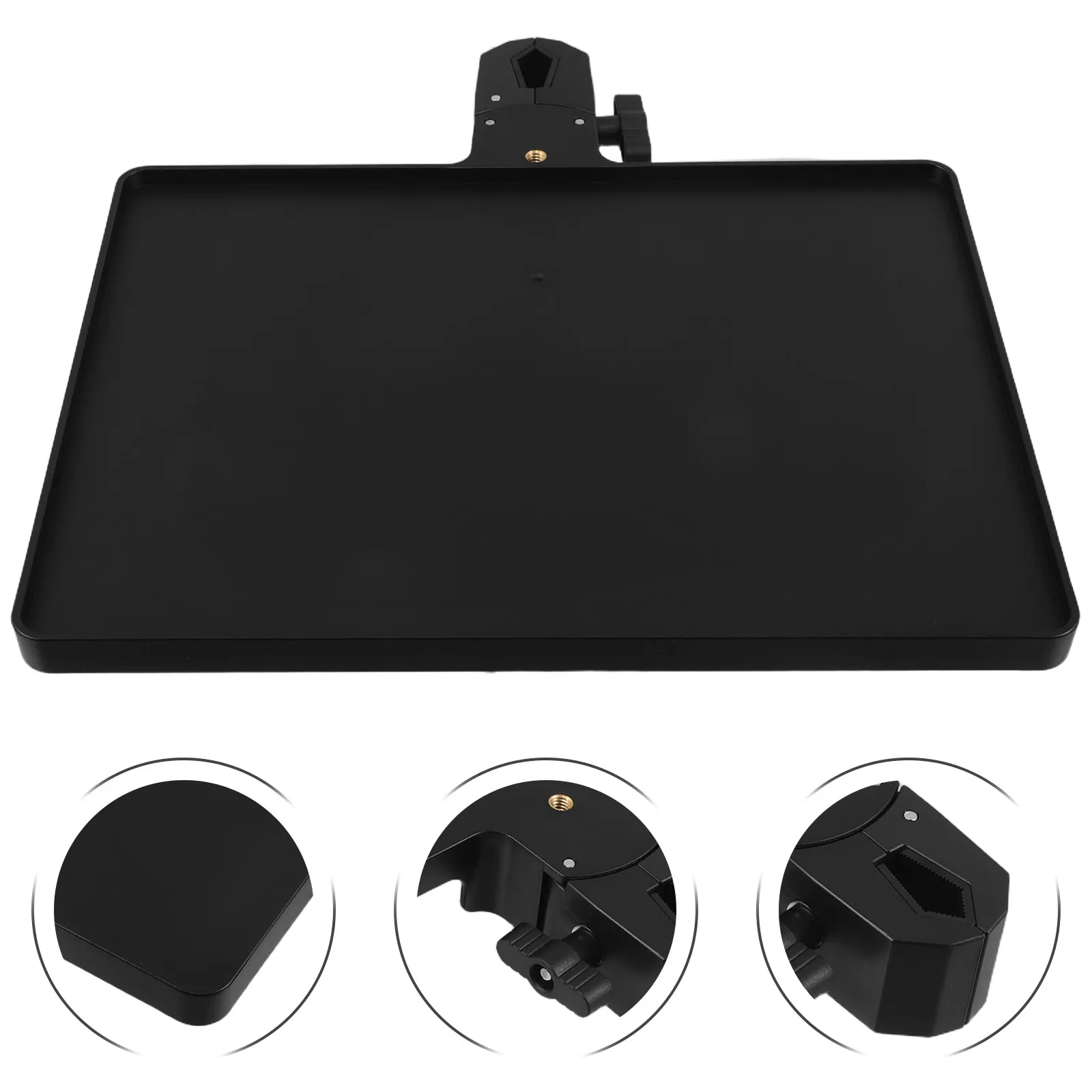 Microphone Stand Clamp-on Tray Adjustable Rack Shelf Stable Platform for Live Streaming Recording Karaoke Desktop Floor Use