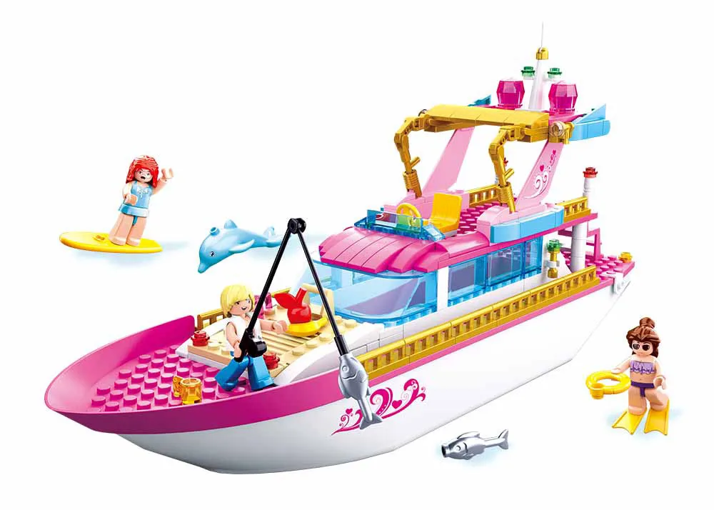 

212 шт. Pink Dream: Holiday Yacht B0722 серия для девочек, набор строительных блоков, сборка кирпичей для детей, девочек
