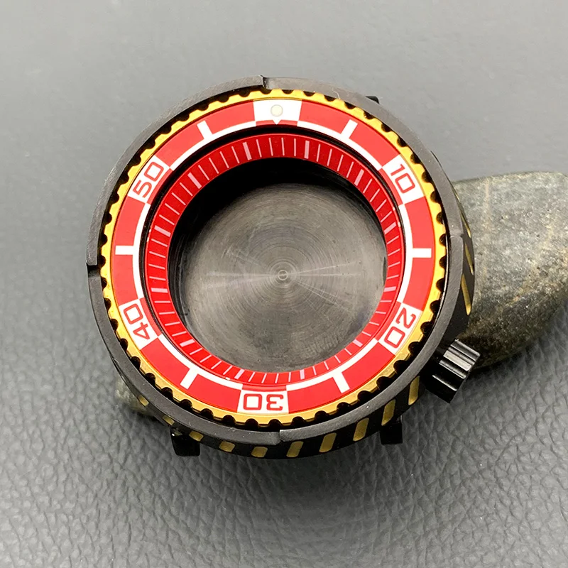 47mm Mod Tuna kaleng kotak jam mahkota pada 4.1 oclock cocok untuk NH35 NH36 gerakan otomatis pria menyelam kasus ketahanan 200ATM