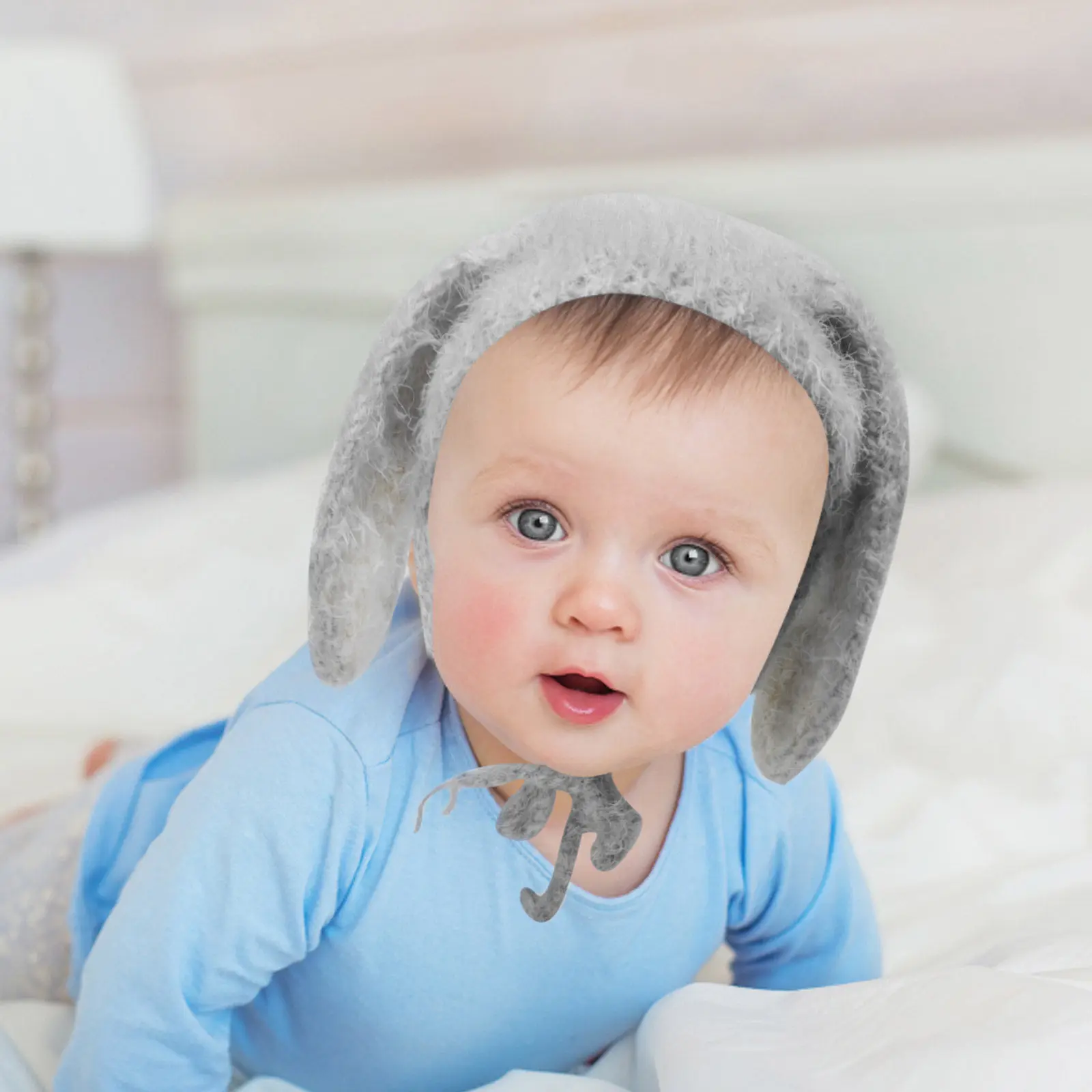Newborn Warm Rabbit Ear Beanie Hat Baby Long Ears Winter Cap Infant Photography Prop Toddler Holiday Outdoor Park Walk Birthday - view 5