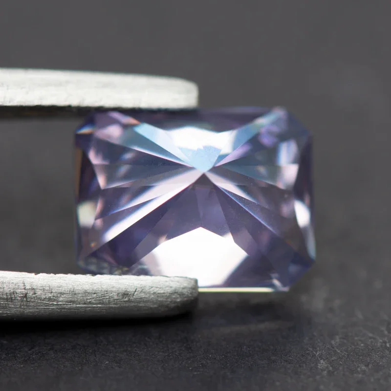 Moissanite หิน Radiant Cut สีลาเวนเดอร์สําหรับทําอัญมณี DIY แหวนสร้อยคอต่างหูวัสดุหลักที่มีใบรับรอง GRA