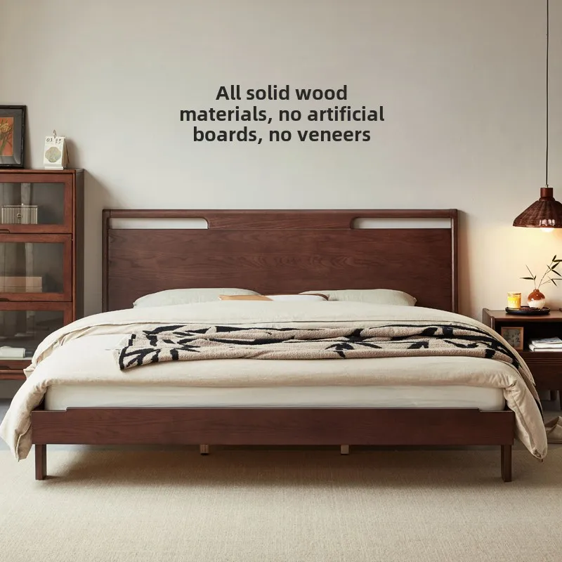 New Chinese 1.5m all solid wood bed 2024 new double bed ash wood