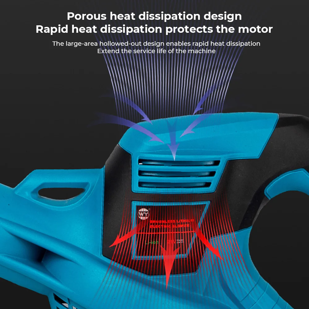 2000 واط منفاخ الهواء اللاسلكي 18000 دورة في الدقيقة عالية السرعة منفاخ أوراق الشجر الأوراق المتساقطة الغبار الثلوج تنظيف أداة ل ماكيتا 18 فولت بطارية دبوس