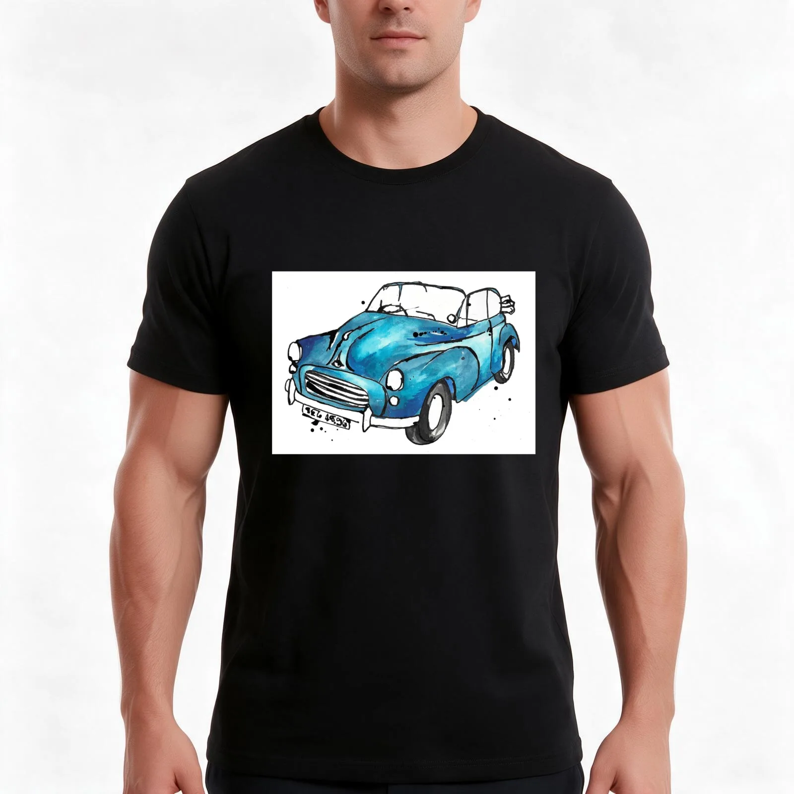 Morris Minor T-Shirt, Summer Casual Cotton Tee, Oversized Streetwear Tops, Vintage Graphic Print, Loose Fit Short Sleeve
