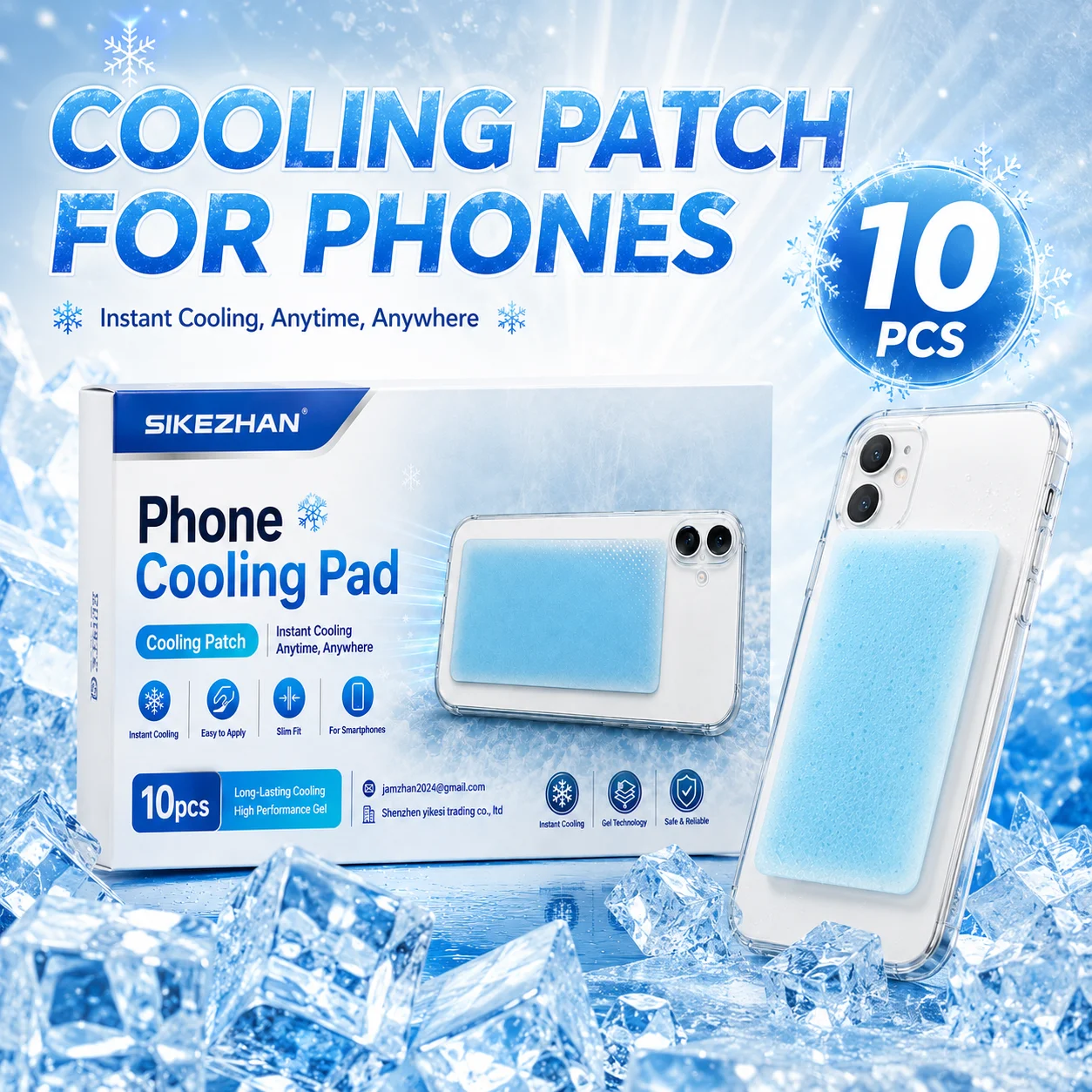 10PCS Phone Cooling Pad Smartphone Heat Dissipation Patch Self-Adhesive Hydrogel Cooling Sticker for Mobile Gaming and Daily Use