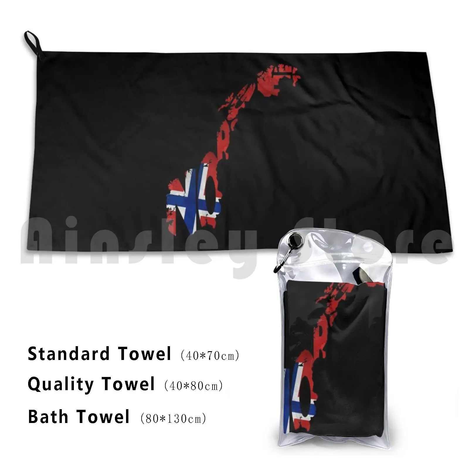 Norway Typographic Map Flag Custom Towel Bath Towel Norway Norge Norwegian Map Flag Typography Typo Love