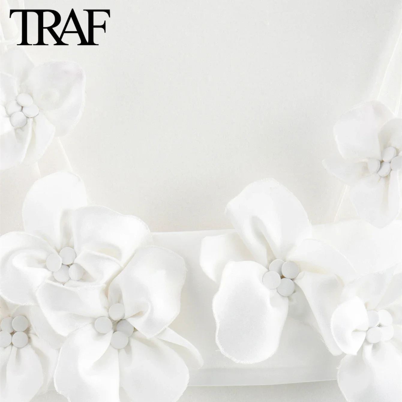 TRAF Women Fashion Summer New White Handmade Flower Decoration Top Blouse Street Clothing Vest Tank Chic Ladies Crop Tops Mujer