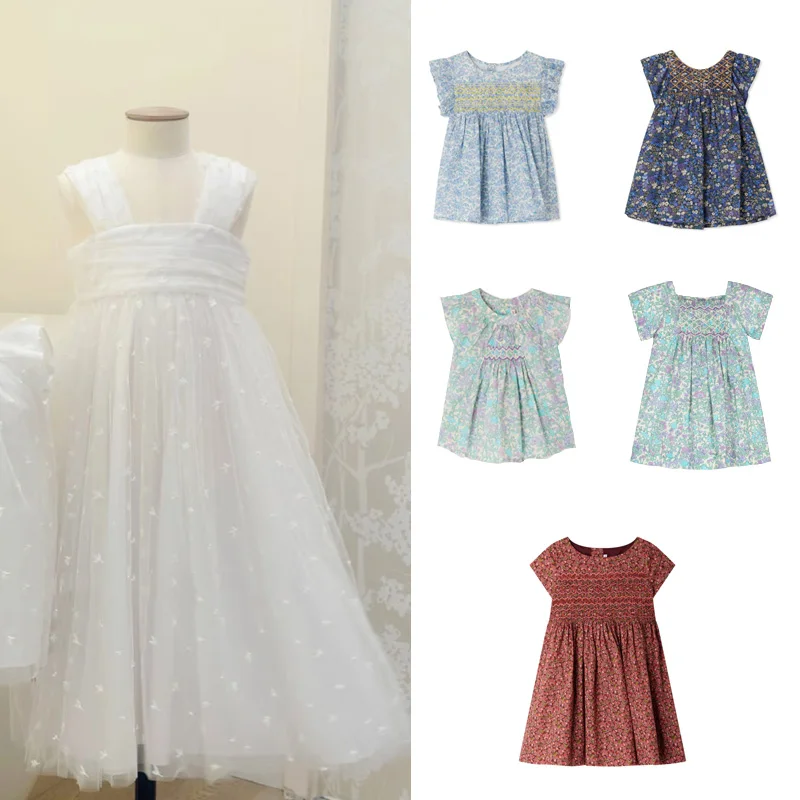 

Детские комплекты 2026 BP НОВИНКА Весна-Лето: Платье для девочек с вышивкой, рубашки с цветочным принтом, платье с вышивкой в технике смокинг, детская одежда