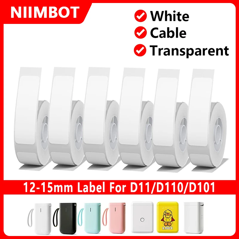 Niimbot White/Cable/Round/Transparent Thermal Label Adhesive Sticker Waterproof UV Paper For D11 D110 Mini Printer Label Maker