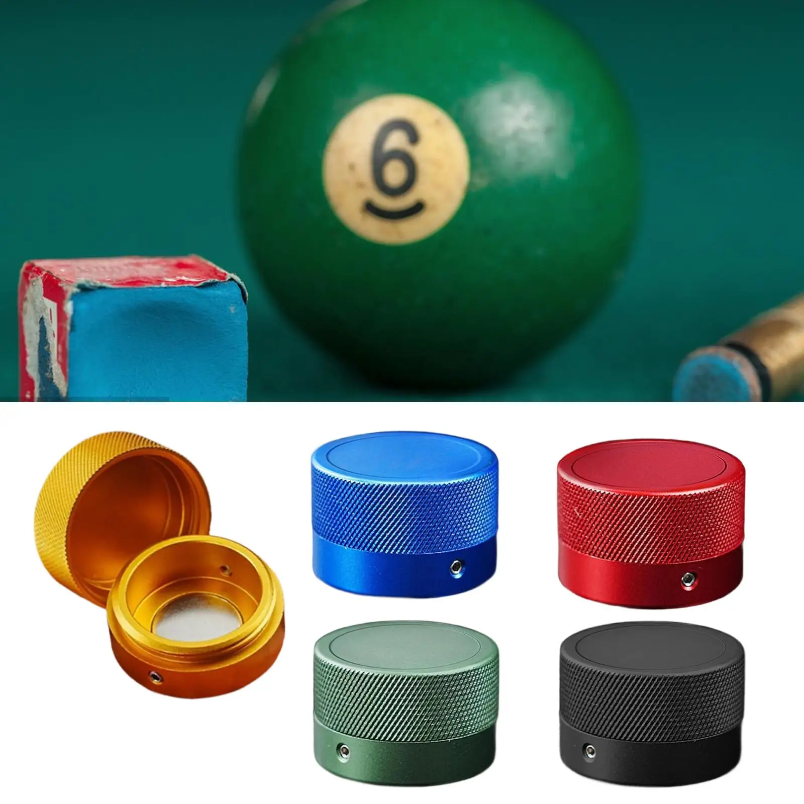 

Billiard Chalk Holder 1.36inchx0.89inch Carrier Case Sturdy Round Lightweight Easy to Use Box Billiard Accessory Practical